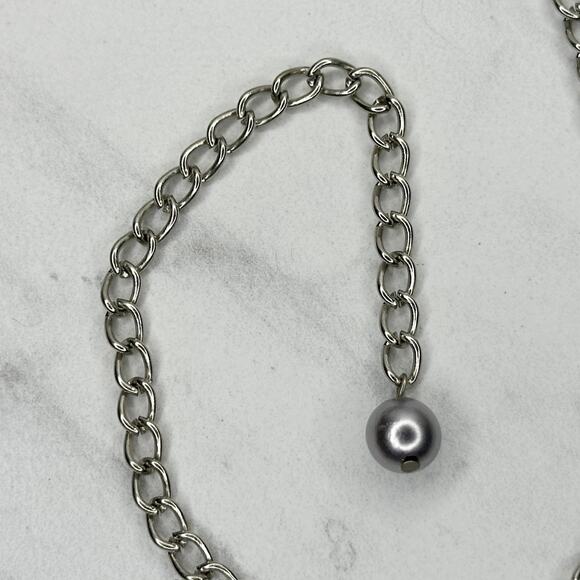 Beaded Fur Woven Silver Tone Chain Link Belt One Size OS Boho ✨ - Picture 13 of 13